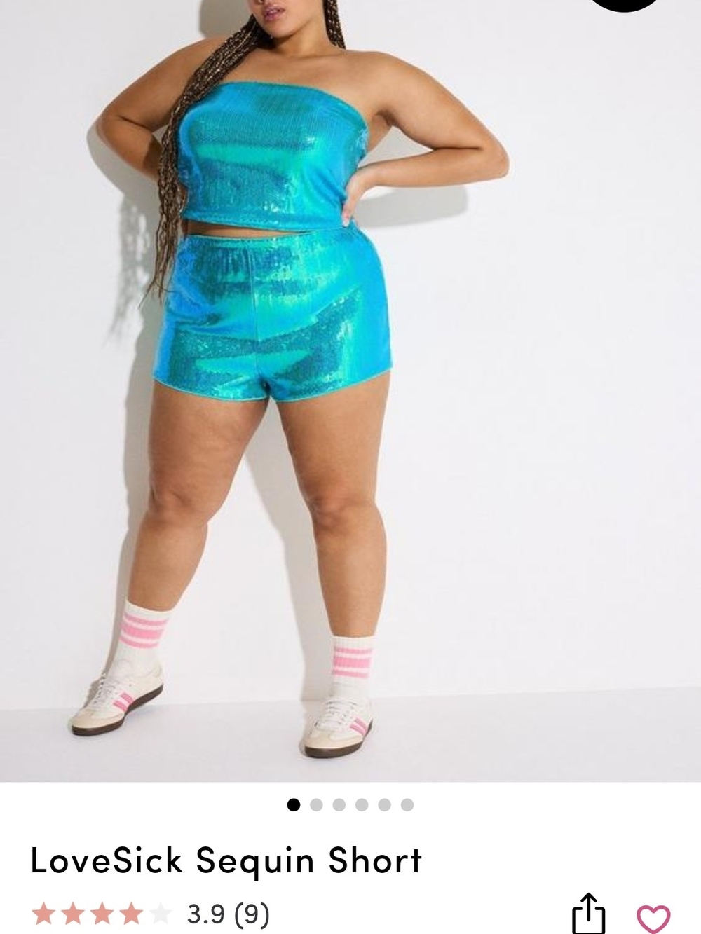 LoveSick Turquoise Sequin Athletic Shorts - Shimmer High-Rise Fit